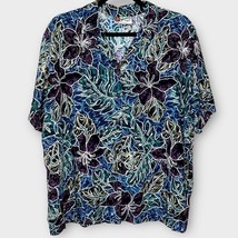 HILO HATTIE multicolor rayon floral Hawaiian aloha short sleeve shirt size Large - £22.17 GBP
