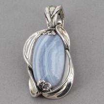 Carolyn Pollack Relios Large Sterling Silver Blue Lace Agate Enhancer Pendant - £47.18 GBP