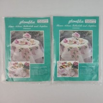 Floral Crewel Napkin Kits Glorafilia Pink Makes 8 Embroidery Set of 2 NOS - £21.62 GBP