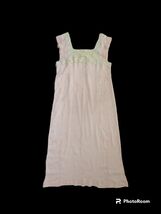 Antique women 1910-1915 pink Silk Lace Long Chemise Nightgown Underwear M - $183.15