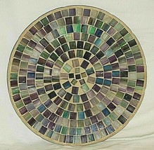 Mosaic Tiles Stain Glass Plate Vintage Colorful Decorative Table Centerpiece - £54.75 GBP