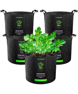 5-Pack 7 Gallon Plant Grow Bags, Heavy Duty Thickened Nonwoven Fabric Po... - $26.32