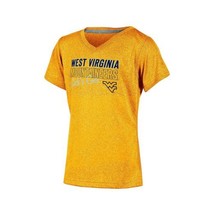 NWT NCAA West Virginia Mountaineers Girl&#39;s Large 10/12 Gold V-Neck Tee Shirt - £12.65 GBP