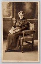 RPPC Lovely Older Victorian Woman With Book Studio Photo Postcard N30 - £9.36 GBP