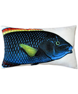 Blue Wrasse Fish Pillow 12x19, with Polyfill Insert - £23.94 GBP