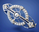 Original EARTH MINED DIAMOND Deco Brooch Gatsby era Vintage Pearl SOLID ... - $2,750.25