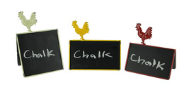 Rustic Metal Rooster Double Sided Folding Chalkboard Sign Set of 3 - £19.75 GBP