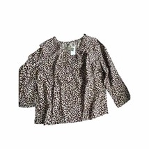 J Crew Leopard print brown linen tunic long sleeve size 12 - £61.58 GBP