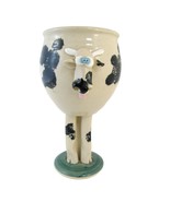 Vintage Pottery Cow Wine Goblet 3D Goofy Pedestal Mug Stoneware Signed P... - £14.02 GBP