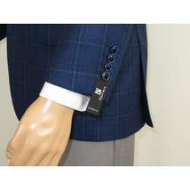 Men's Soft Wool Sport Coat English Plaid Window Pane 556-4 Navy Blue Renoir image 11