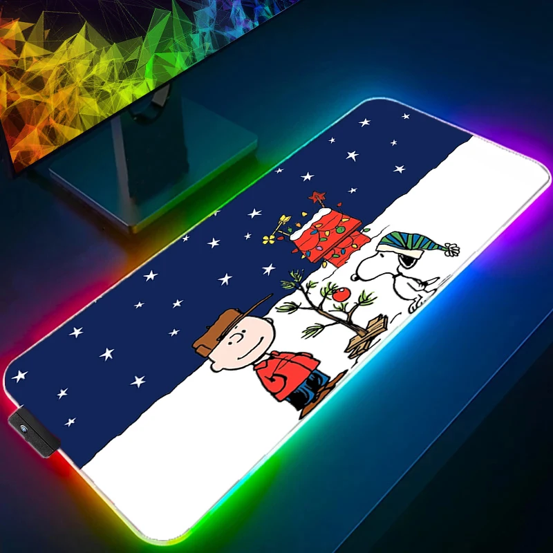 Anime Snoopy RGB Large Kawaii Mouse Pad Laptop Gaming Rubber Anti Slip Mousepad - £16.43 GBP+