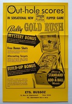 Gold Rush Pinball FLYER 1966 Original Game Retro Vintage Art  Wild West Mining  - £32.83 GBP