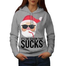 Wellcoda Santa Hat Funny Womens Hoodie, Christmas Casual Hooded Sweatshirt - £29.12 GBP