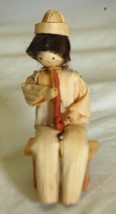 Folk Art Corn Husk Doll Man Pipe Handmade Traditional Czechoslovakia - £13.23 GBP