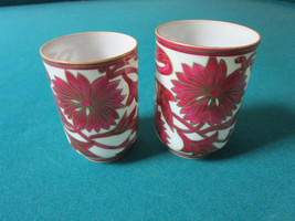 Antique Japanese Eggshell Cups 3 1/2&quot; And 3 3/4&quot; Reg Flowers [*Japan] - £98.55 GBP
