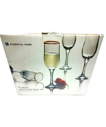 NOS Essential Home 4 Piece Gold Band Flute Set 7.75 Oz NIP - $16.78