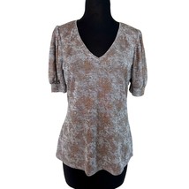 WHBM White House Black Market V Neck Stretch Bronze Multi Metallic Top - $29.97
