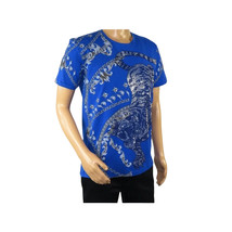 Mens PLATINI Sports Shirt With Rhine Stones Lion Chain STT8025 Royal Blue image 3