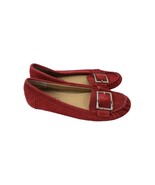 Marc Fisher Loafers Red Faux Suede Buckle Channary Moccasins Flats 8.5M - $538.72 MXN