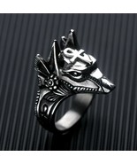 Ancient Egyptian God Anubis Ring Silver Stainless Steel Anpu Band Sizes ... - £16.01 GBP