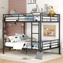 Full Over Full Metal Bunk Bed, Black - £249.75 GBP