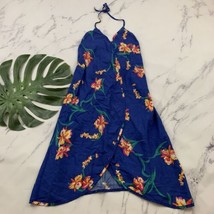 Island Cargo Womens Vintage Hawaiian Midi Dress Size S Blue Orange Orchid Floral - £25.69 GBP