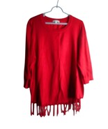 Red Knit Sweater fringe edge rayon blend Sz 2x Notations Woman - $10.00