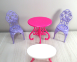 Barbie Mattel malibu Dream house coffee table + table chairs floral purp... - $19.79