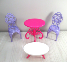 Barbie Mattel malibu Dream house coffee table + table chairs floral purp... - $19.79