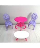 Barbie Mattel malibu Dream house coffee table + table chairs floral purp... - £15.50 GBP