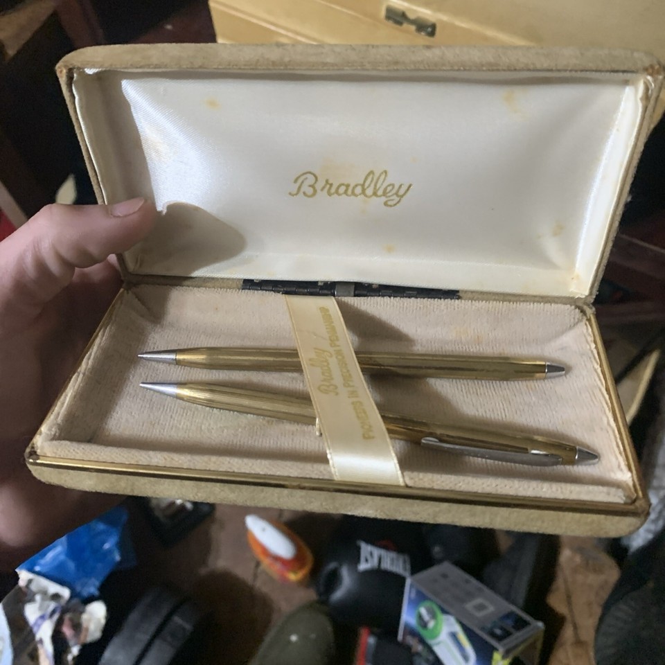 Vintage Bradley Mechanical Pencil &amp; Pen Writing Set Original Case Untested - $10.00