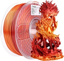 Amolen Pla 3D Printer Filament, 1.75Mm Silk Shiny Filament Red Gold, 1Kg/2.2Lb. - £35.32 GBP