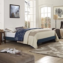 Loryn King Fabric Bed Frame with Round Splayed Legs Azure MOD-5893-AZU - £178.99 GBP