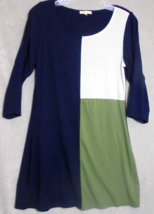 Vintage Zen-Knits Womens Medium Knit Midi Dress Colorblock Blue White Green - $125.75 MXN