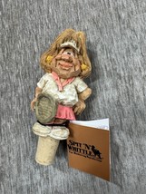 Vintage Spit N Whittle Bottle Lucy Lobber Cork Tennis Player Woman Carve... - $14.84