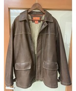 Faconnable Brown Leather Parka  Jacket Coat Large - €342,86 EUR