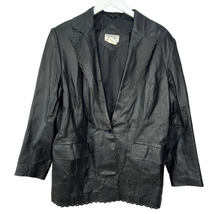 Vintage Venezia Vitale Lazer Cut Eyelet Leather Jacket Black Size XL Wom... - £63.42 GBP