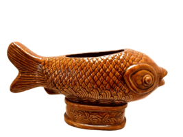 Vintage Japanese Ceramic Large Koi / Carp Fish Statue Figurine Planter 16in - £116.50 GBP