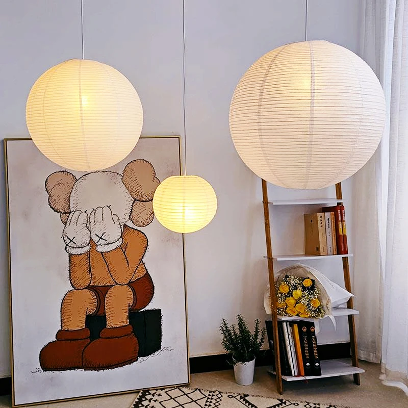 Japanese Modern Noguchi Yong Pendant Light  LED Akari Rice Paper Hanging Lamp - £20.19 GBP+