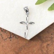14K White Gold Plated Round Diamond Small Baby Sized Cross Pendant Gift - £32.52 GBP