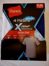 Boys&#39; Hanes X-Temp Tagless T Shirts 4 Pack Size Small 6-8 NEW Blue Black Gra - £11.89 GBP