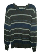 Vintage Oscar De La Renta Men&#39;s Medium Sweater Striped V-Neck Pullover G... - £22.65 GBP