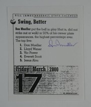 Don Mueller 4.25x5.50 Signed Baseball Stats Calendar Page Autographed - $4.94