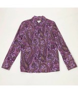 EUC Charter Club Purple Lavender Pintuck Paisley Long Sleeve Blouse Wms 10 - $19.24