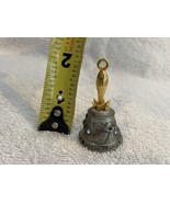 Aquamarine March Pewter Miniature 2” Bell - w/Two Faux Birthstones Archa... - £7.75 GBP