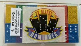 28 Multi Color Deluxe Dominoes In Plastic Case - $8.15