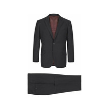 Men RENOIR suit Solid Two Button Business, Formal Slim Fit 2110-1 Black Stretchy image 3