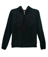 Whisper Me Ladies Black Zip Front Hooded Jacket W/Rhinestones Pockets Si... - £11.90 GBP