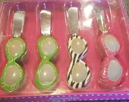 Four (4) Cheese Spreaders ~ Sunglass Theme ~ Hand Painted Resin ~ Stainl... - €17,23 EUR
