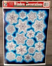 Vintage Christmas Window Cling Snowflakes Color Clings - £8.74 GBP